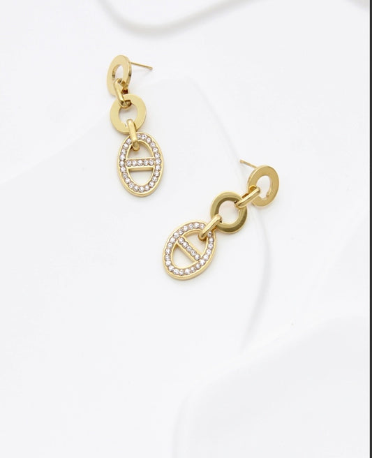 Boucles d’oreilles pendantes en acier inoxydable avec zircon scintillant