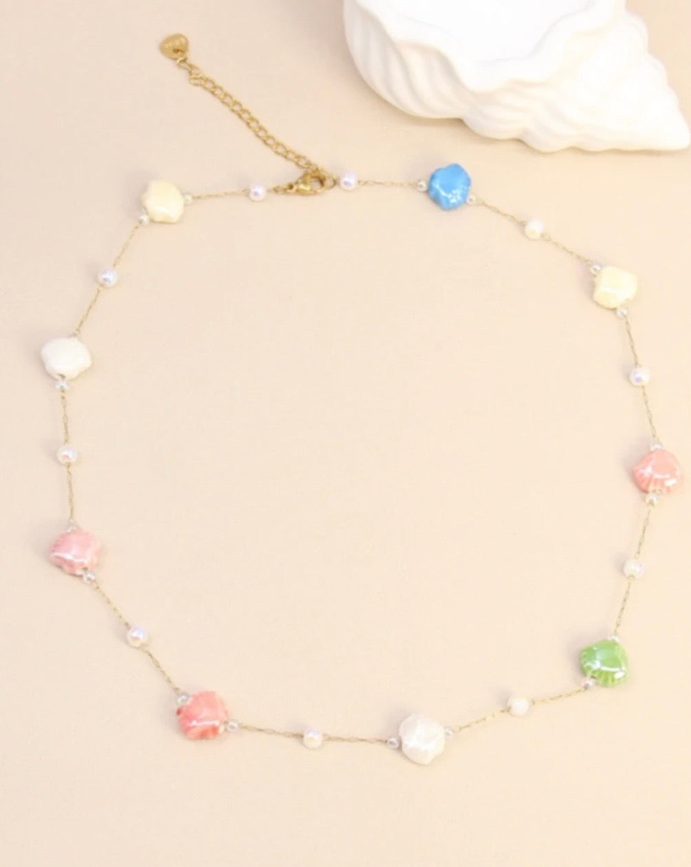 Collier Irisé Bohème en acier inoxydable et céramique